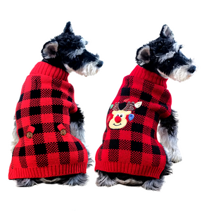 Red Plaid Christmas Dog Sweater comes in two styles