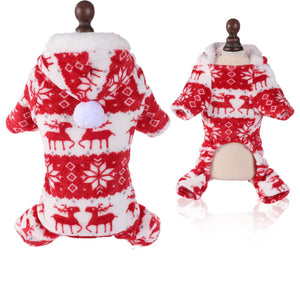 Red and white patterned dog pajamas on a mannequin 