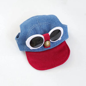 Two-tone cap with sunglasses on a white background