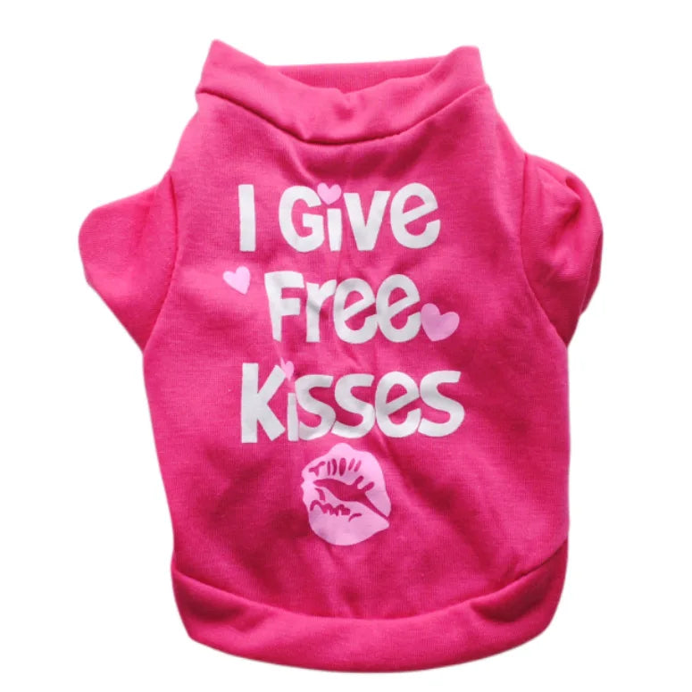 Rose Red  "I Give Free Kisses" Dog T-Shirt