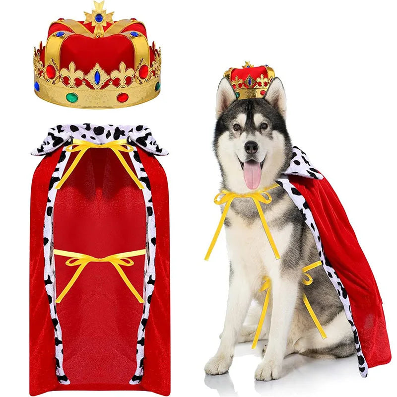 Royal Dog King Cape and Crown Set for Large Dogs