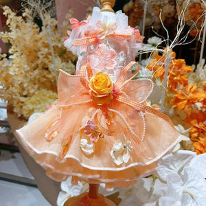 Designer Handmade Orange Flower Dog Party Dress