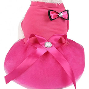 Hot Pink bow dog dress