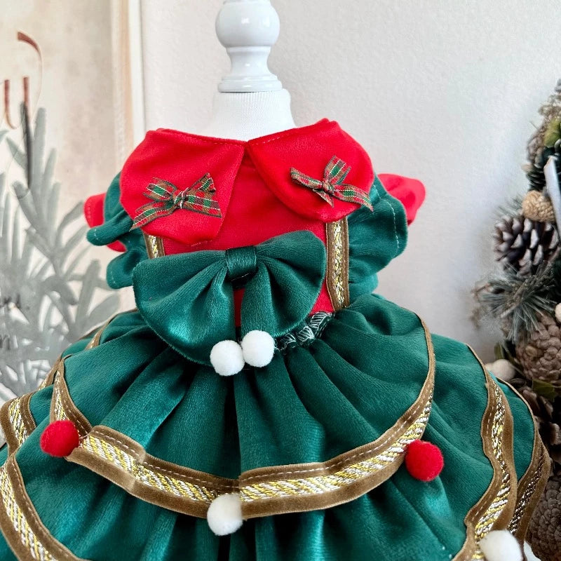 Designer Handmade Green Christmas Tree Dog Dress Posh Dog Life