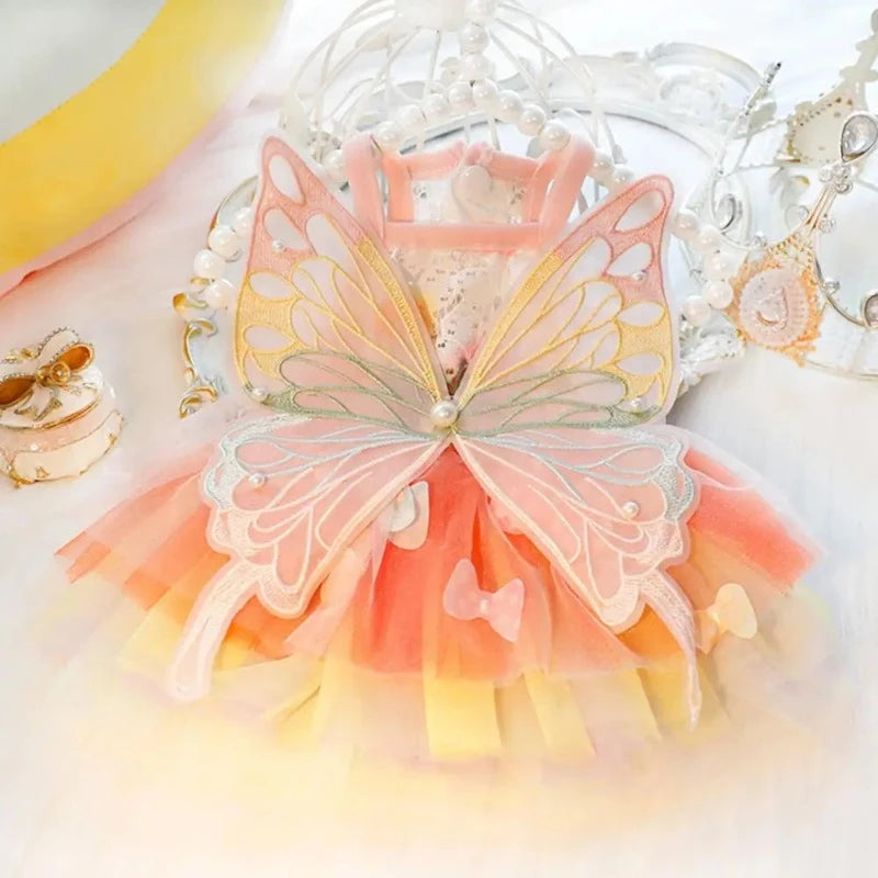 Dog Gown For Birthday Butterfly Princess Dress For Dog Shih Tzu Summer Chihuahua Poodle Pet Clothes Sweet Cat Dress Puppy Wedding Outfit I.955777696