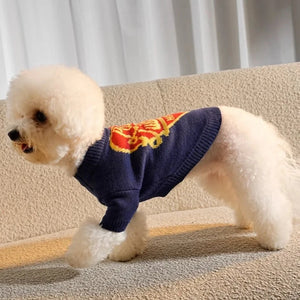 Poodle wearing Louis Vuitton-Inspired Designer Dog Sweater
