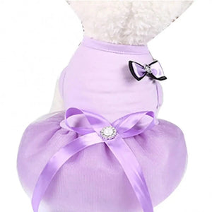 Purple bow dog dress