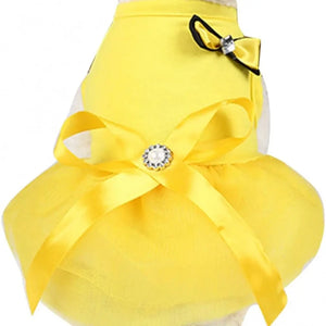 Yellow bow dog dress