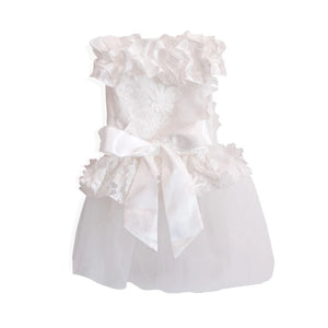 Big Dog Frilly Wedding Dress features floral lace and waistline bow
