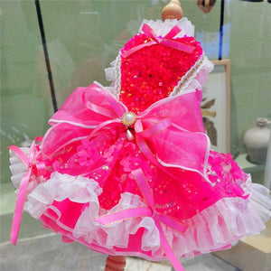 Designer Handmade Barbie Pink Dog Party Dress