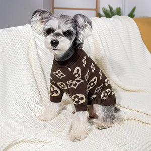Dark Brown Louis-inspired dog sweater