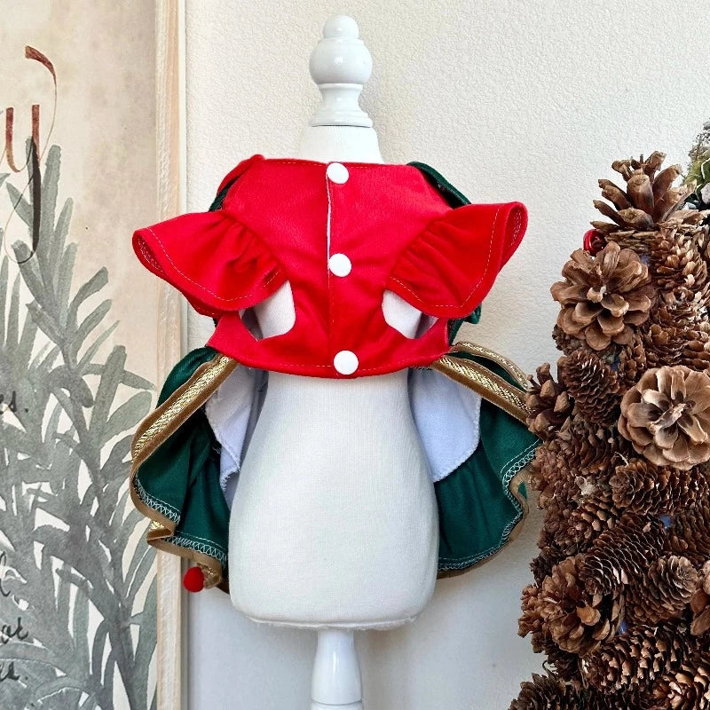 Designer Handmade Green Christmas Tree Dog Dress | Poshdoglife.com