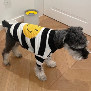 Terrier wearing Happy Face Dog Sweater