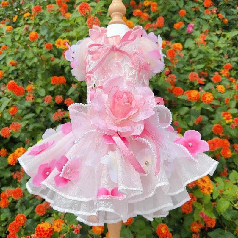 Designer Rose Dog Party Dress is handmade