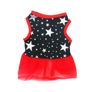 Red, White and Blue Patriotic Dog Dress fits small dogs.