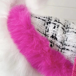 Hot pink trim is faux fur.
