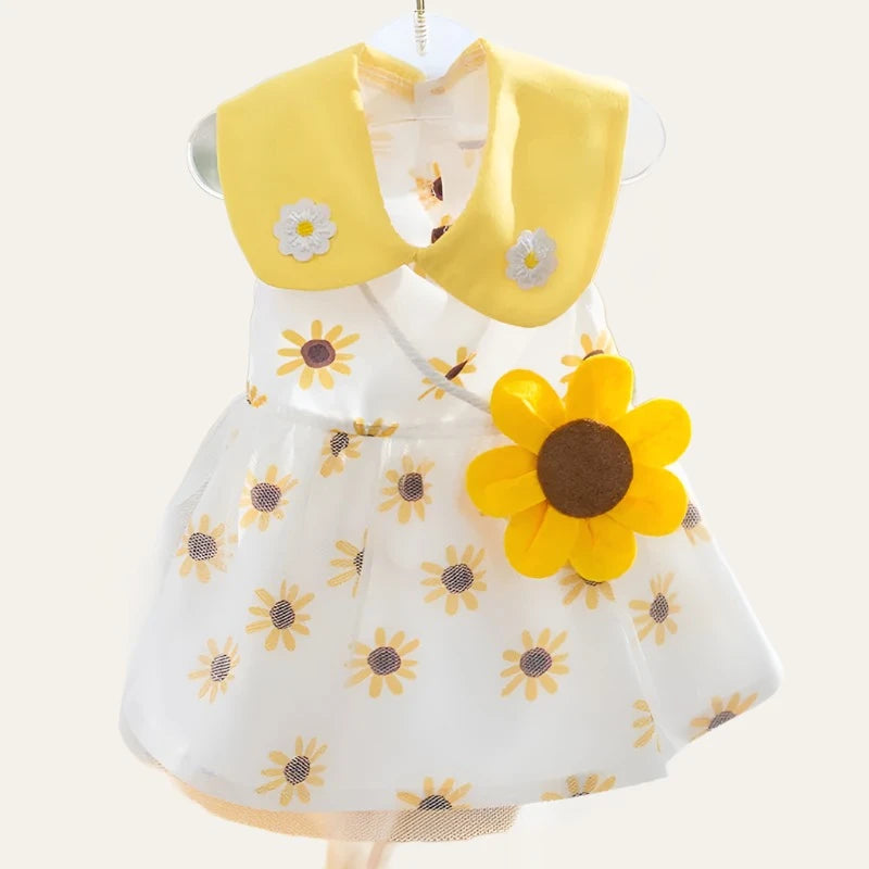knee length dresses for ladies Girls Sunflower Dress with Bag Cute Princess Dress – marryshe