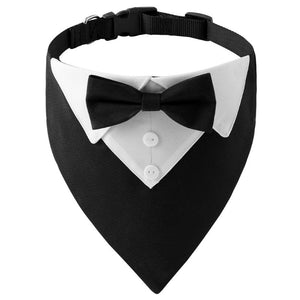 Classic black Large Dog Tuxedo Bow Tie Collar