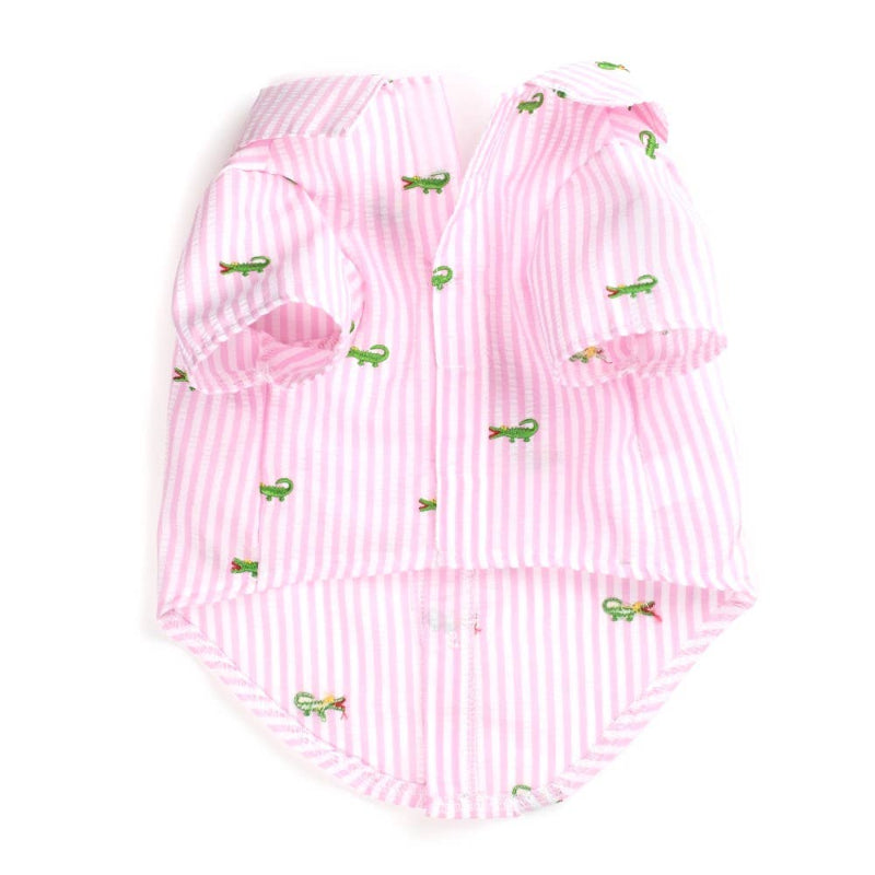 The Worthy Dog - Pink Stripe Alligator Dog Shirt