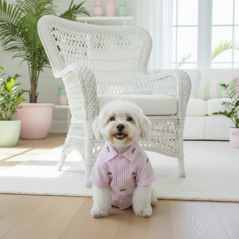 The Worthy Dog - Pink Stripe Alligator Dog Shirt