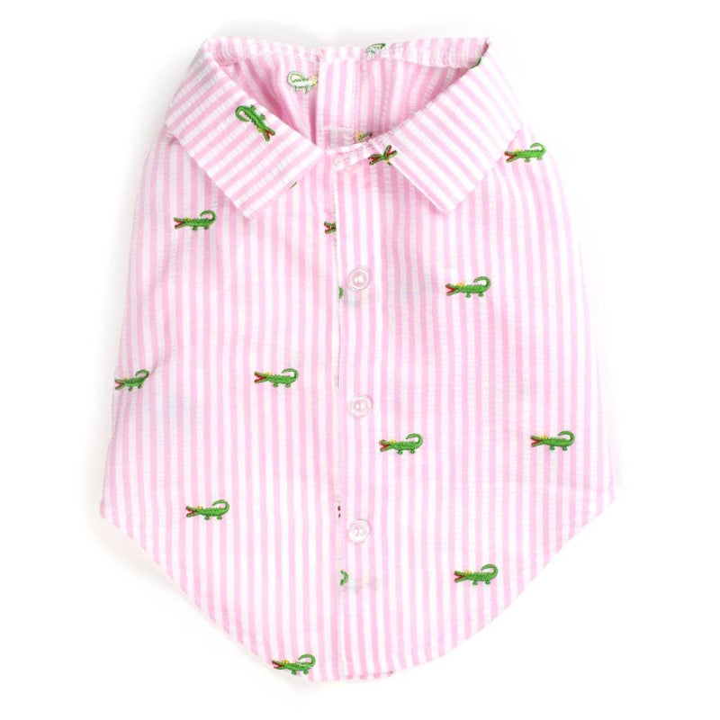 Pink Ribbed Classy Dog Shirt with Rose