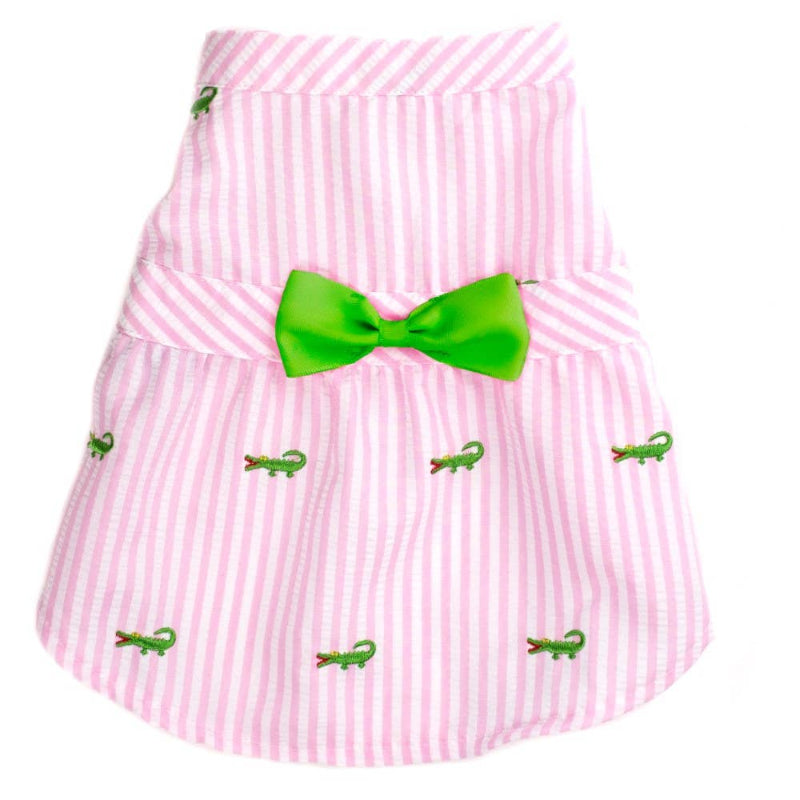 The Worthy Dog - Pink Stripe Alligator Dress