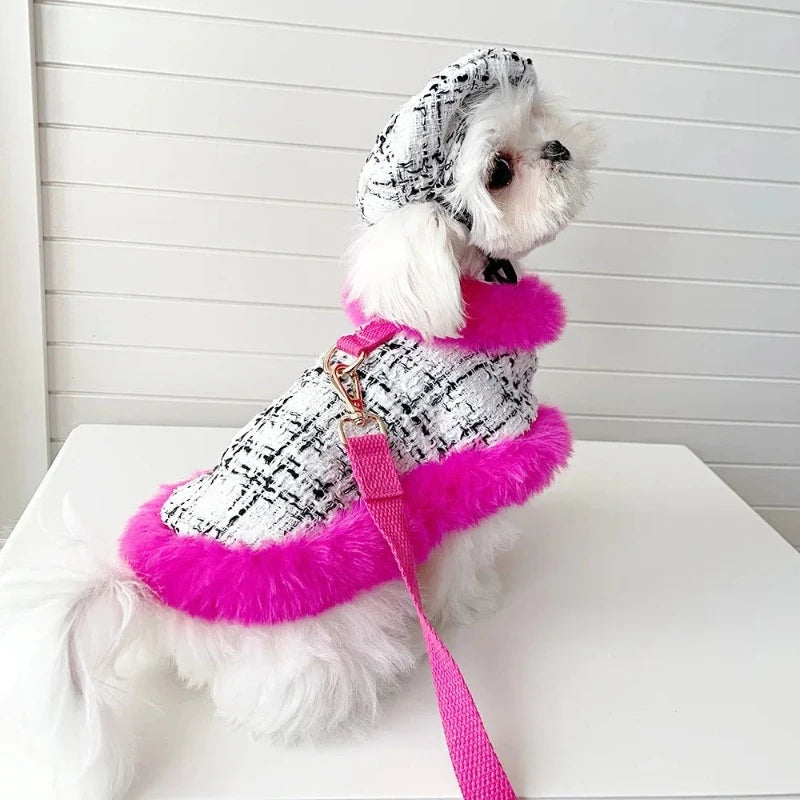 Tres Chic Hot Pink Tweed Coat Hat Leash Set Poshdoglife Posh Dog Life