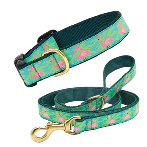 Up Country Flamingo Dog Collar & Leash Matching Set