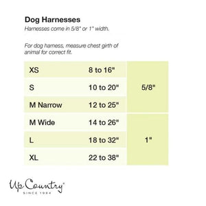 Dog Harness size chart