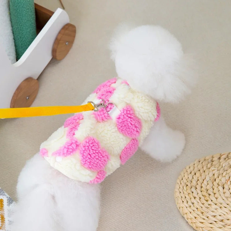 Bichon in Pink Warm Heart Dog Fleece 