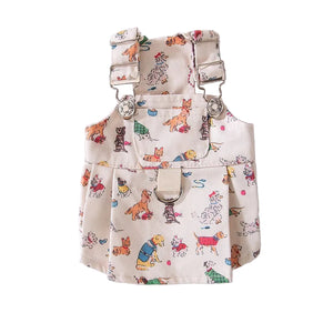 White Cute Denim Overalls Dog Dress
