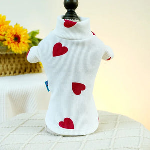 White Valentine Heart Ribbed Dog Shirt