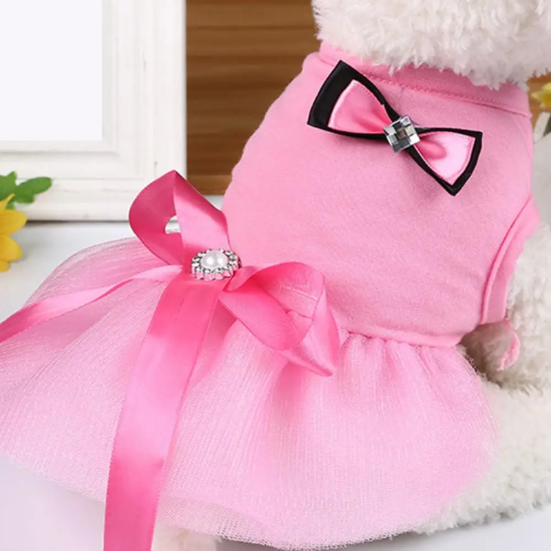 Light pink bow dog dress