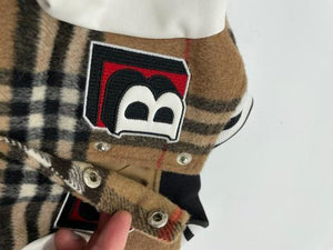 Burberry-Inspired Classic Camel Tartan Plaid Varsity Dog Jacket