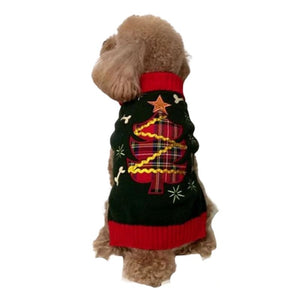 Poodle wearing Christmas Tree Dog Sweater