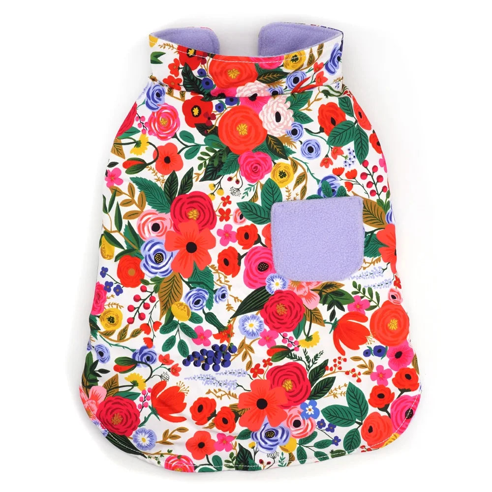 Reversible Vibrant Floral Lilac Puffer