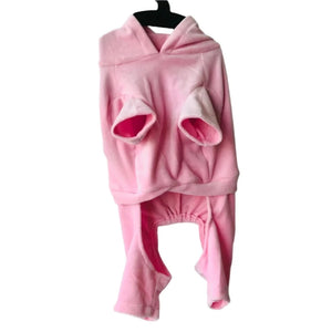 Light pink Isaac Mizrah dog jumpsuit is velour