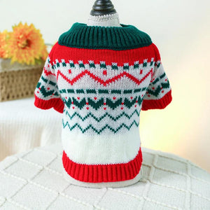 White, Red and Green Christmas dog sweater