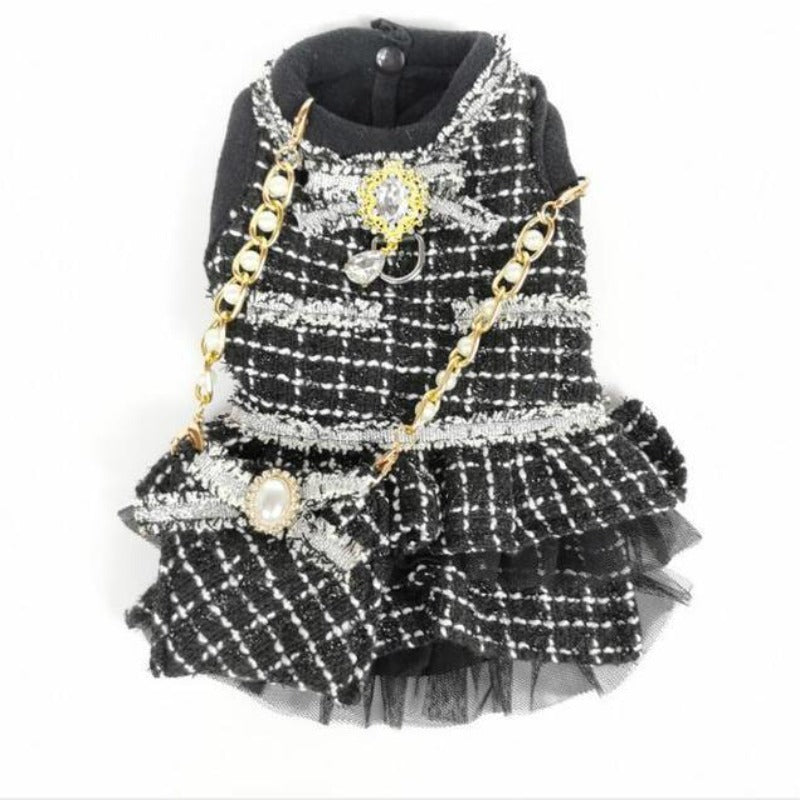Elegant and chic, this Designer Black Tweed Fashionista Dog Dress is a showstopper.