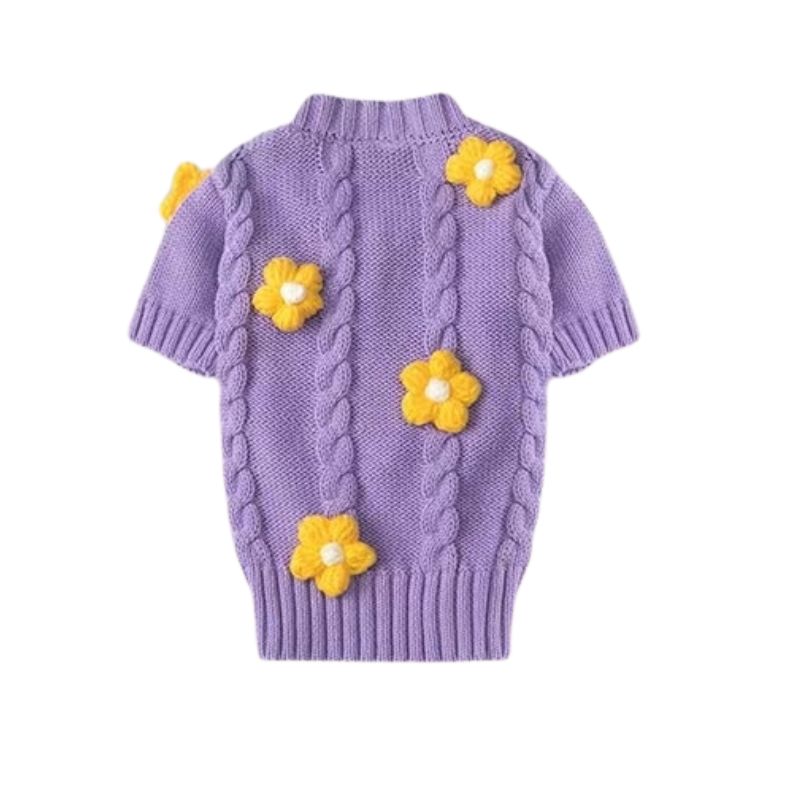 Yellow Daisy Purple Dog Sweater