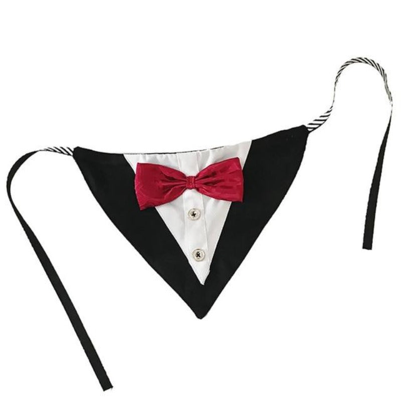 Your dog will look dapper in this 2-Button Tuxedo Bandana.