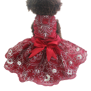 Red Lace Embroidered Party Dress is perfect for weddings, anniversaries, photoshoots and formal affairs.