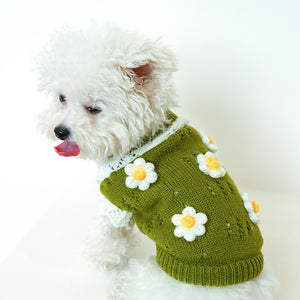 Green Blossoming Floral Dog Sweater