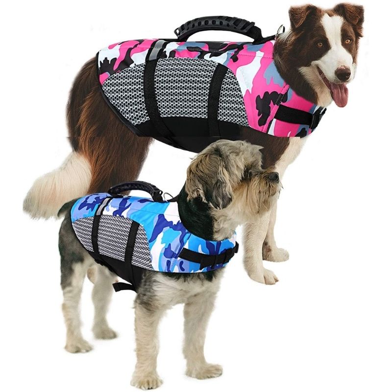 Dog life jackets are perfect for beach days and water sports. 