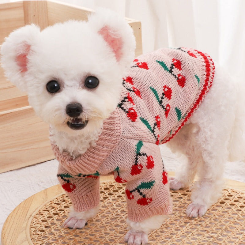 Pink Cherry Dog Sweater | Poshdoglife.com - Posh Dog Life
