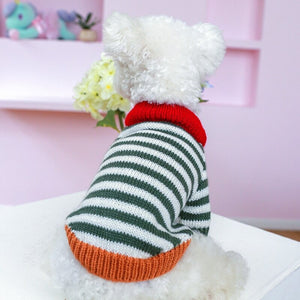 Christmas Retro Striped Dog Sweater  on Poodle