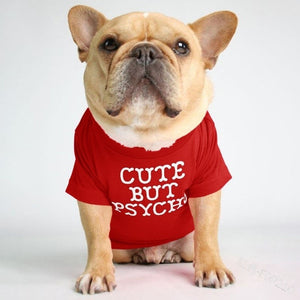 Red "Cute But Psycho" Dog T-Shirt