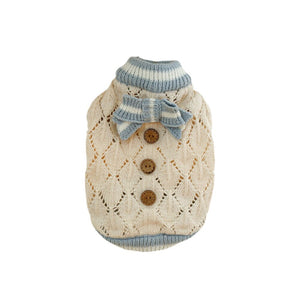 Wooden Button Knit Dog Sweater