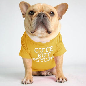 Yellow "Cute But Psycho" Dog T-Shirt