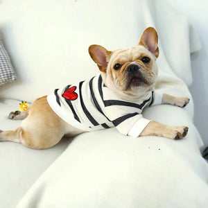 Striped Heart Dog Sweater Pullover is suitable for small dogs.
